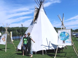 Jake and Melissa Wentzell and their tipi